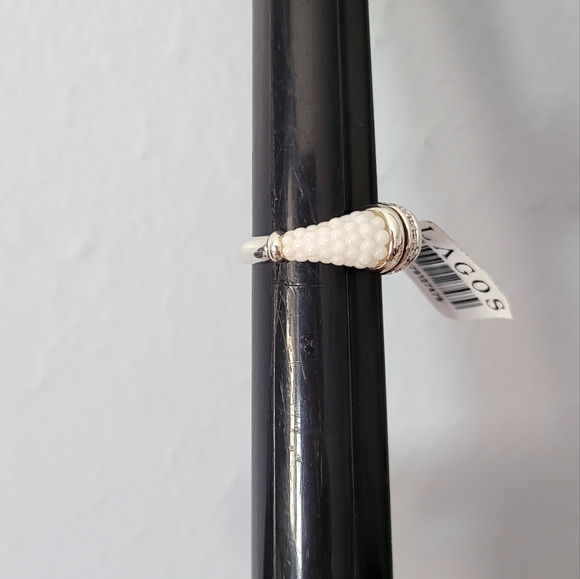 LAGOS SS White Ceramic Diamond Stacking Band Ring 7 - Picture 6 of 11